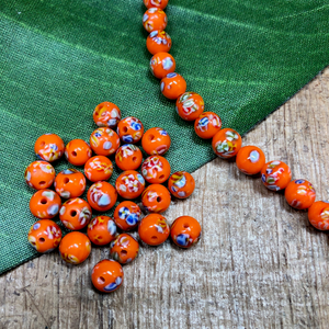 Orange Flower Tombo Beads - 25 Pieces
