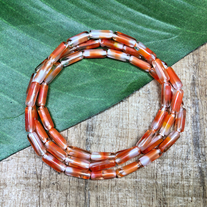 Orange, White, & Clear Tube Beads - 50 Pieces