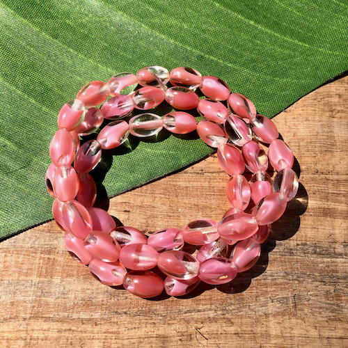 Pink & Clear Oval Beads - 50 Pieces
