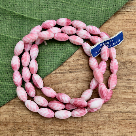Pink & White Oval Beads - 40 Pieces