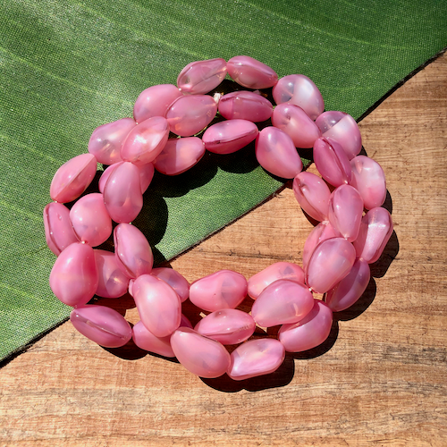 Pink, White & Clear Organic Oval Beads - 40 Pieces