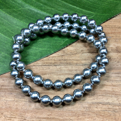 Gray Plastic Round Beads - 60 Pieces