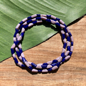 Blue & Lavender Half Circle Beads - 100 Pieces