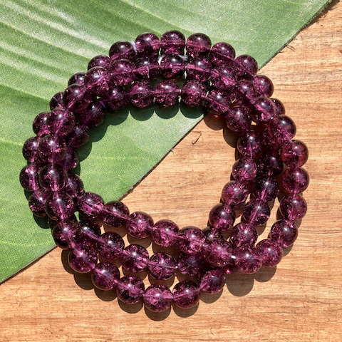 Purple Crackle Beads - 75 Pieces