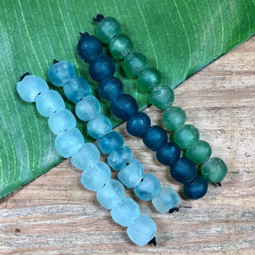 Blue Recycled Glass - 9 Pieces