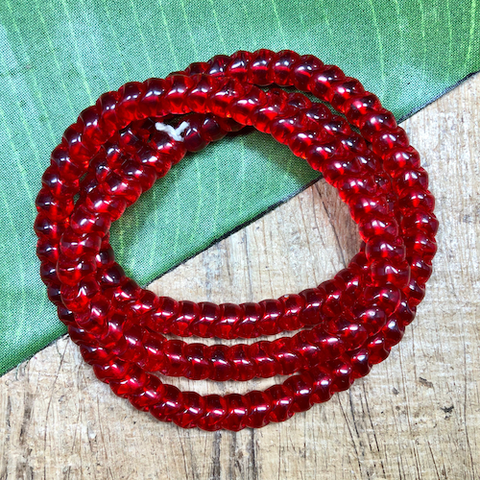 Red Oval Glass Beads - 75 Pieces