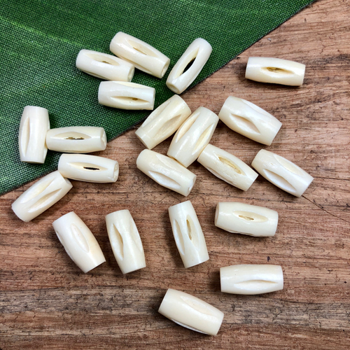 Small Carved Bone Tubes - 25 Pieces