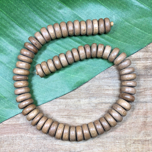 Tan Wood Rondelle Beads - 60 Pieces