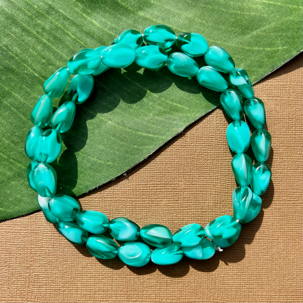 Teal Organic Oval Beads - 40 Pieces