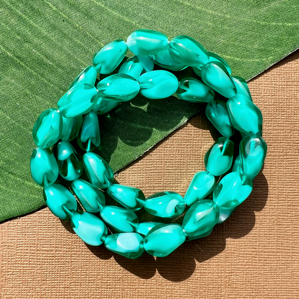 Teal Organic Oval Beads - 40 Pieces