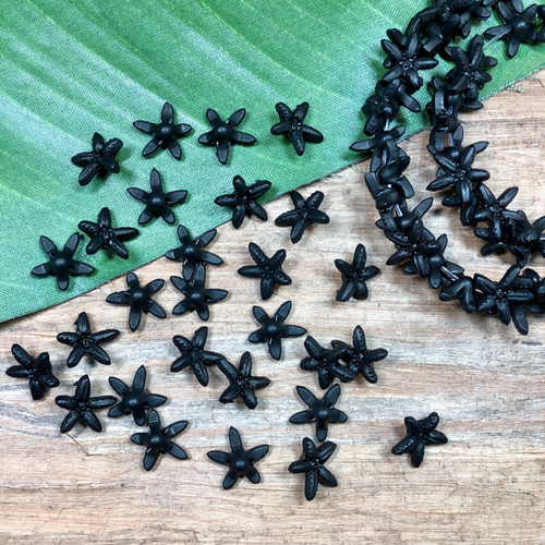 Small Black Lucite Flowers - 100 Pieces