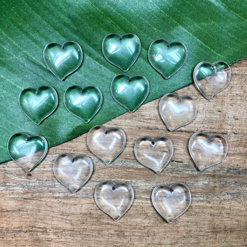 Translucent Heart Pendants - 14 Pieces