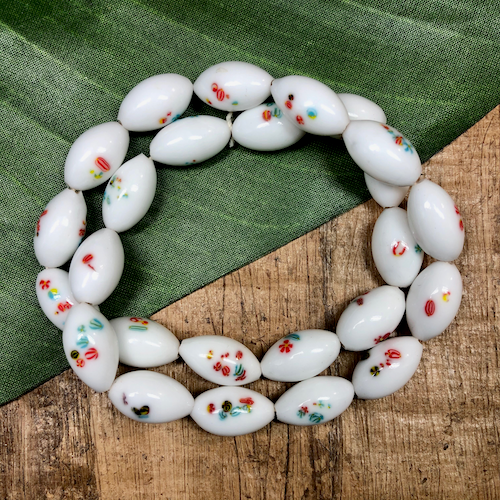 White Japanese Oval Beads - 25 Pieces