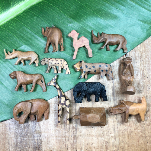 Assorted Wooden Animals - 12 Piece