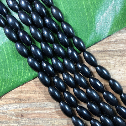 Black Wood Oval Beads