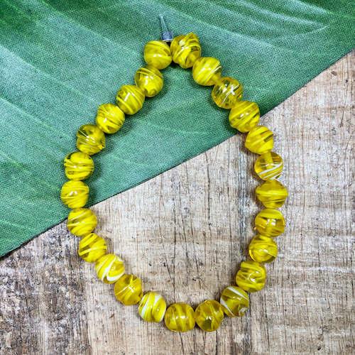 Lemon Yellow Wound Beads - 25 Pieces