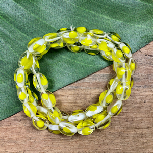Clear & Yellow Spotted 3 Sided Beads - 50 Pieces