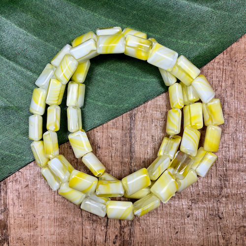 Yellow Czech Chiclet Beads - 50 Pieces