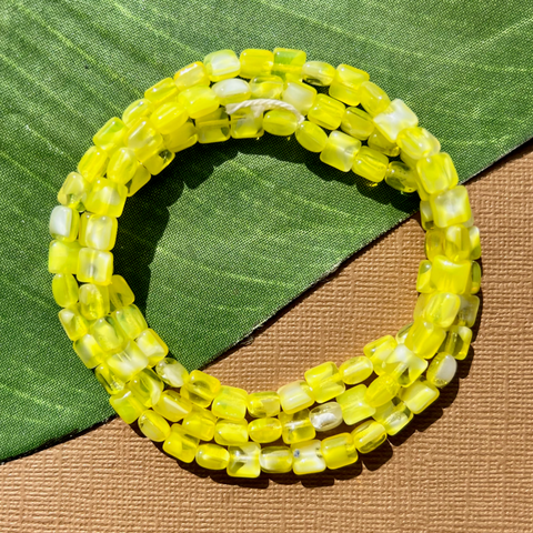 Yellow Square Beads - 100 Pieces